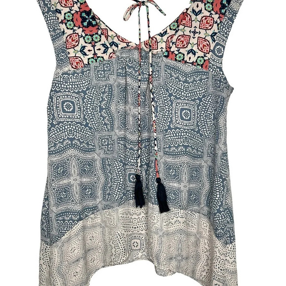 KNOX ROSE Shark Bite Sleeveless Boho Tank Top Blouse Tassels Size M EUC - Picture 4 of 8